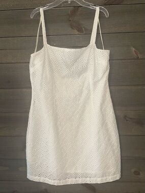 URBAN OUTFITTERS White Eyelet Spaghetti Strap Mini Dress